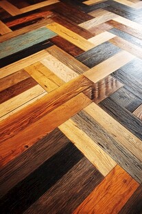 多彩拼花木地板特写