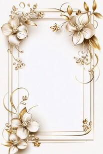 金色花卉边框装饰图案