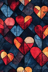 多彩心形几何图案纹理