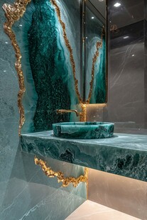 奢华绿晶浴室洗手台设计