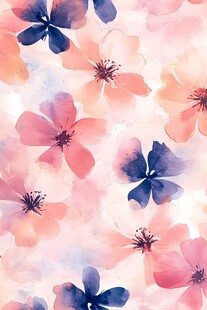 水彩花卉图案 柔美梦幻