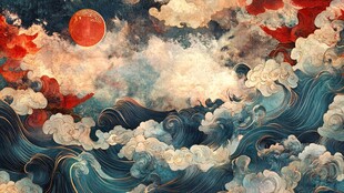 红日云海间 波澜壮阔景