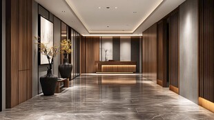 现代豪华酒店大堂走廊空间