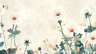 水彩蒲公英花卉清新背景图
