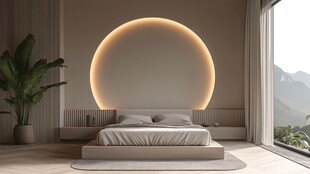 现代简约风圆形背景墙卧室