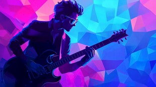 摇滚吉他手的动感瞬间