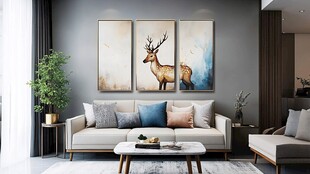 现代客厅的麋鹿装饰画风格