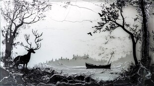 黑白梦幻森林湖畔鹿景