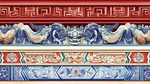 中式传统精美彩绘装饰纹