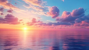 海上绝美日出天空云彩景观