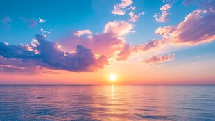 海上绝美日落晚霞景象