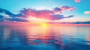 海上绝美日落天空美景