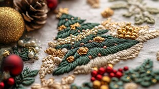 圣诞刺绣装饰与节日小物