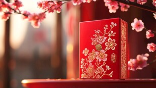 喜庆红包配烂漫绽放桃花