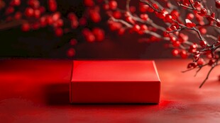 红色礼盒与红果的雅致组合