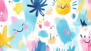 童趣涂鸦风多彩卡通图案