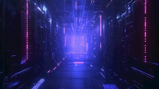 未来感霓虹科技通道场景