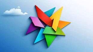 多彩立体折纸星闪耀蓝天