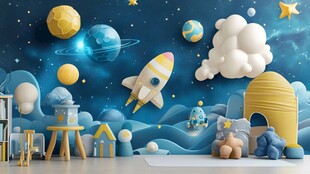 梦幻太空主题儿童房布置