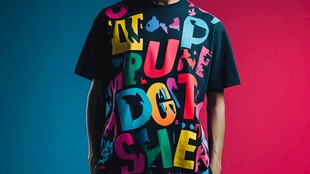 多彩字母印花潮流T恤