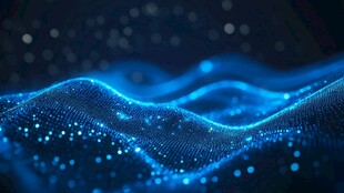 蓝色粒子波 科技感背景图