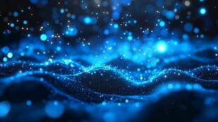 梦幻蓝色粒子波动背景图