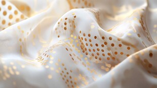 金色圆点花纹柔软丝绸布