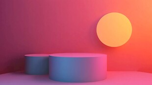 渐变背景下的圆形展示台