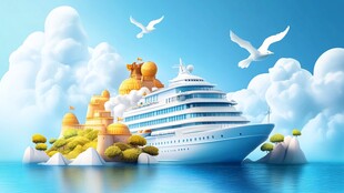 梦幻海上邮轮与童话岛屿