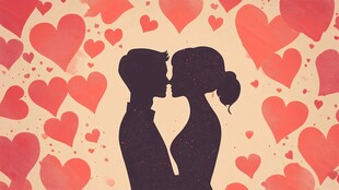 情侣剪影 爱意环绕的浪漫时刻