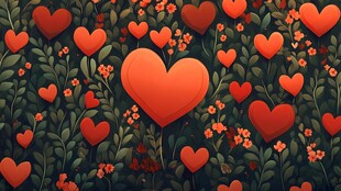 爱心花海浪漫插画背景