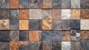 多彩石砖墙面纹理特写