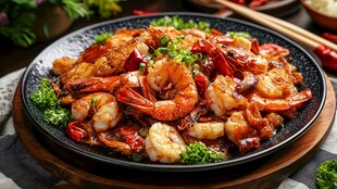 香辣美味铁板虾