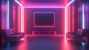 未来感霓虹客厅空间展示