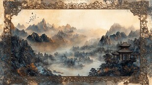 古典山水画卷中的诗意之景