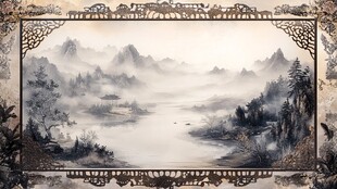 中式水墨山水装饰画意境图