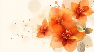 橙色花卉水彩风背景图