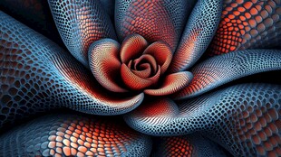 梦幻蛇纹玫瑰图案艺术