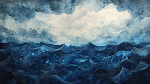 汹涌海面上的壮阔云景