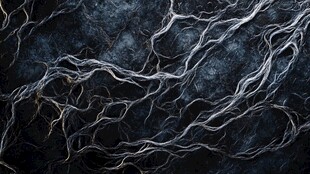 黑色背景下的错综根系