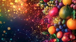 缤纷炫彩水果梦幻背景图