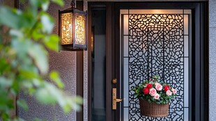 中式门庭 雅致灯笼与花饰