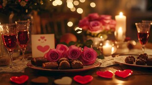 浪漫情人节餐桌甜蜜布置