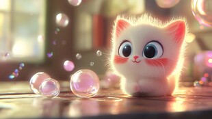 可爱小猫玩泡泡超萌瞬间