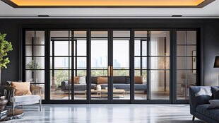 现代简约风客厅玻璃推拉门