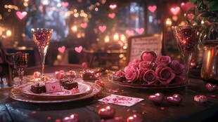 浪漫情人节甜蜜餐桌布置