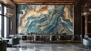 奢华餐厅的大理石艺术背景墙
