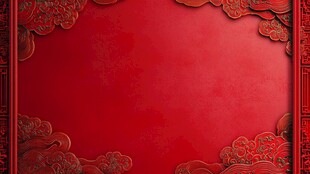 喜庆红色中式雕花边框背景