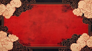 中式红底云纹复古背景图