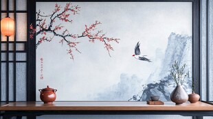 中式水墨风茶室装饰画